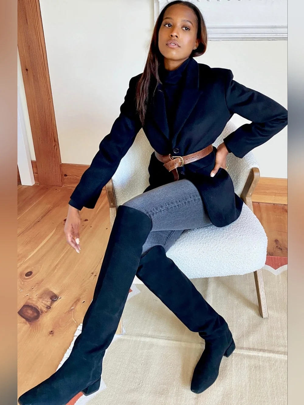 Emerson Fry Black Over-the-Knee Suede Boots